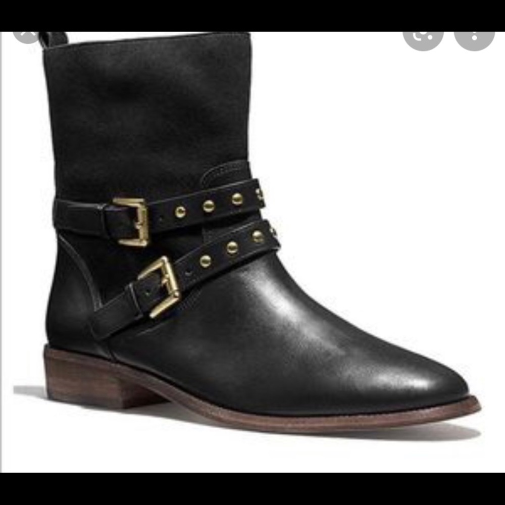 Coach Black Studded Moto Booties | Size 6